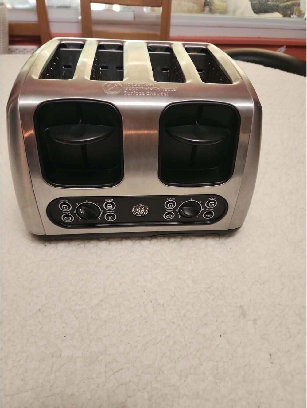 4 Slice Toaster GE Extra Wide Slots 7 Shade Settings Bagel Frozen Model 169211